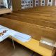 38 OAK PEWS, Yellow upholstered , great shape, Leawood, Kansas